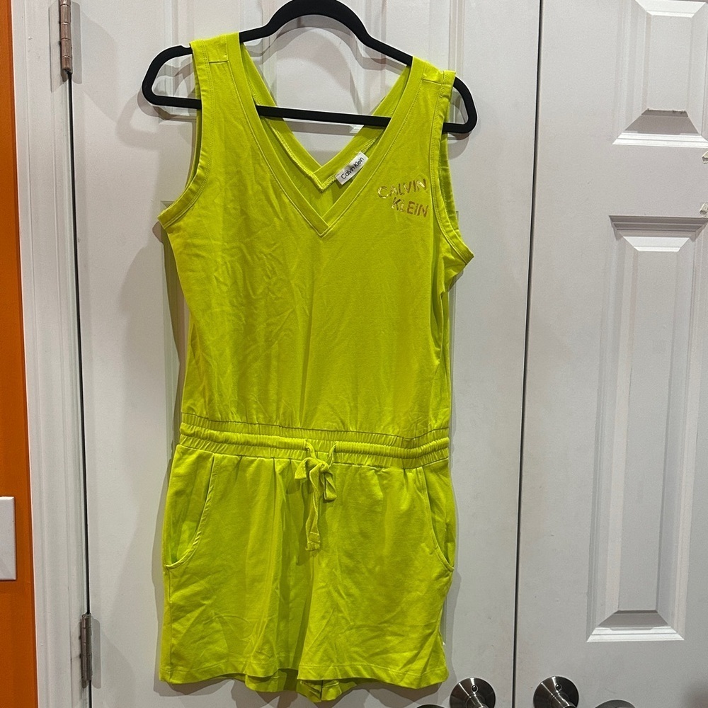 NEW Calvin Klein Bright Yellow V-Neck Romper size S